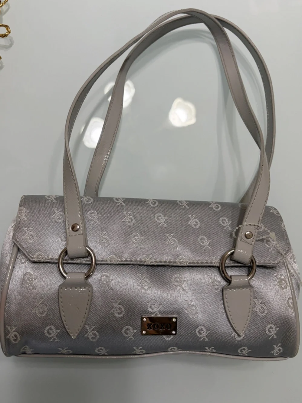 XOXO Metallic Silver Logo Satchel